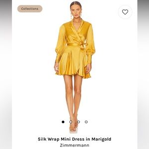 Zimmerman Silk Wrap Mini Dress in Marigold
